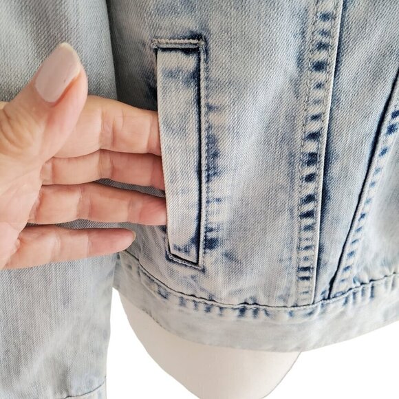 Jak & Rae Acid Wash Saks 5th Ave Very Rare Vintage Y2K Jean Jacket Patches S - Picture 3 of 16